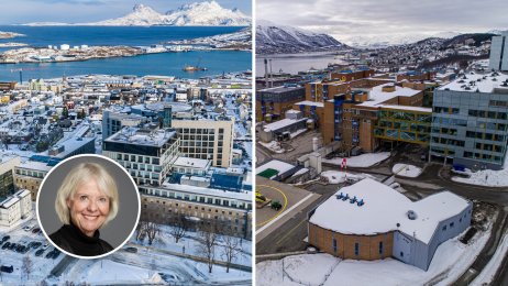 Bildet viser Norlandssykehuset i Bodø og Universitetssykehuset i Tromsø. 