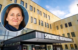 Bildet viser Sykehuset Østfold Kalnes og foretakstillitsvalgt Anita Granli