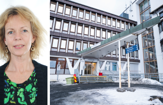 Bildet viser Narvik sykehus og fylkesleder Gjertrud Krokaa i NSF Nordland