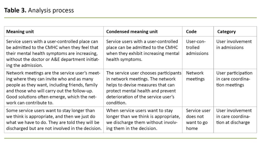 Table 3. Analysis process			