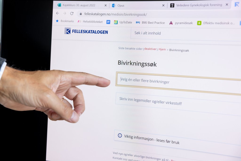 Bildet viser Felleskatalogens bivirkningssøk