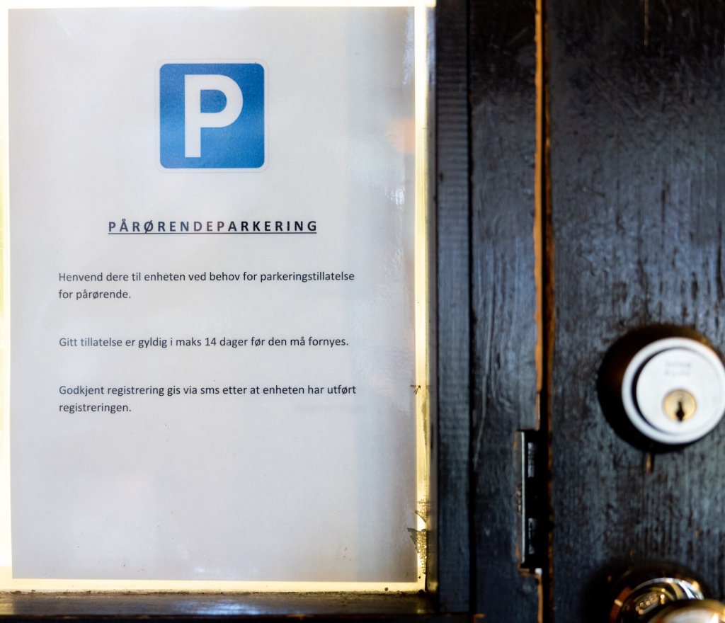 bildet viser parkeringsinfo til pårørende