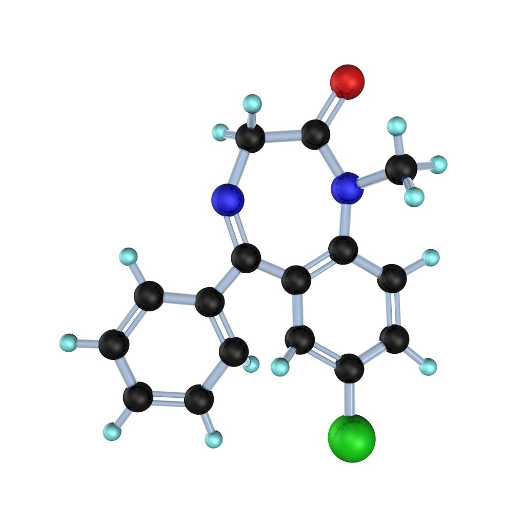 Molekylmodell av diazepam.