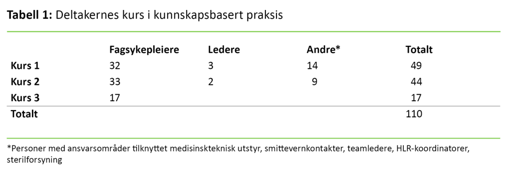 Tabell 1. Deltakernes kunnskapsgrunnlag i KBP