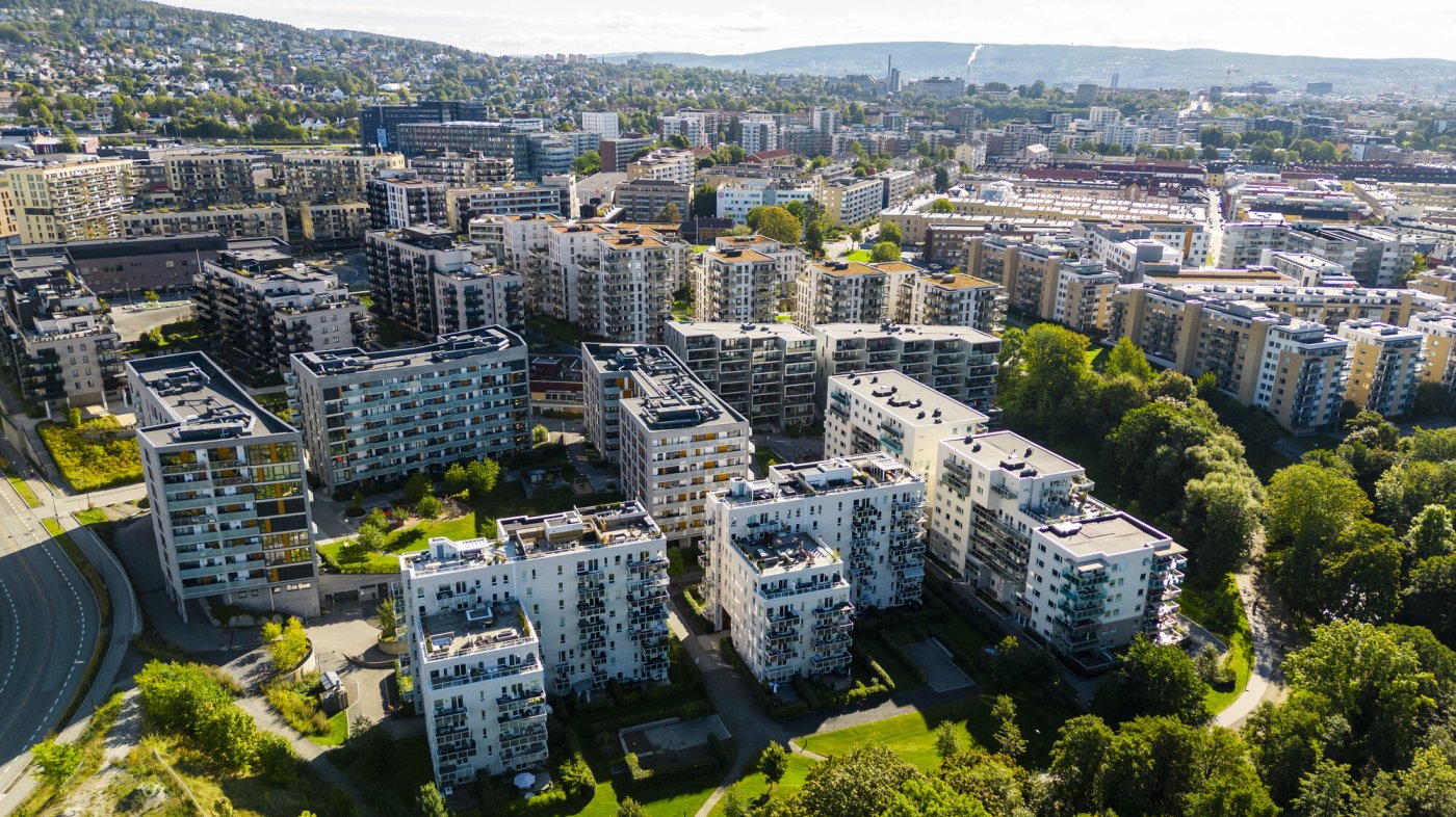 Dronebilde fra Nydalen i Oslo